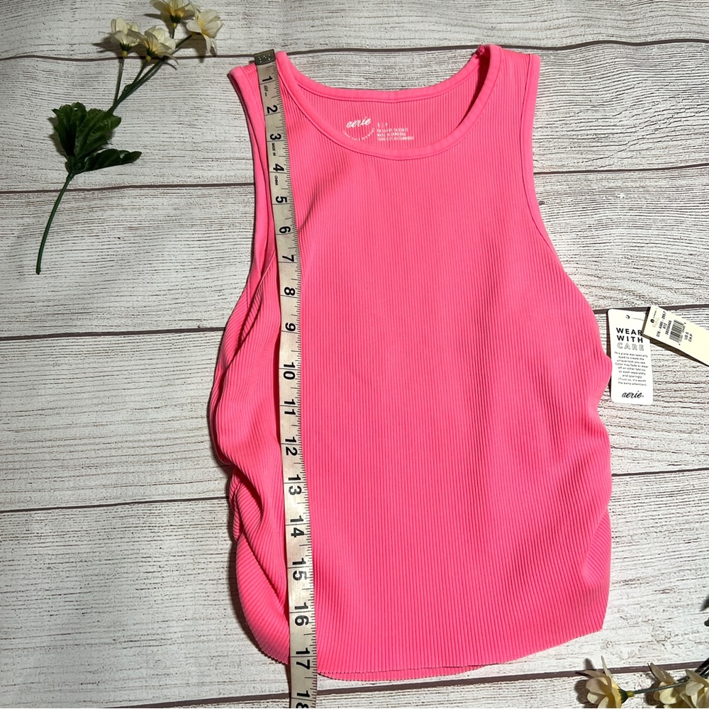 Aerie Rouchy Rib Tank Top in Coral Sun - Picture 10 of 11